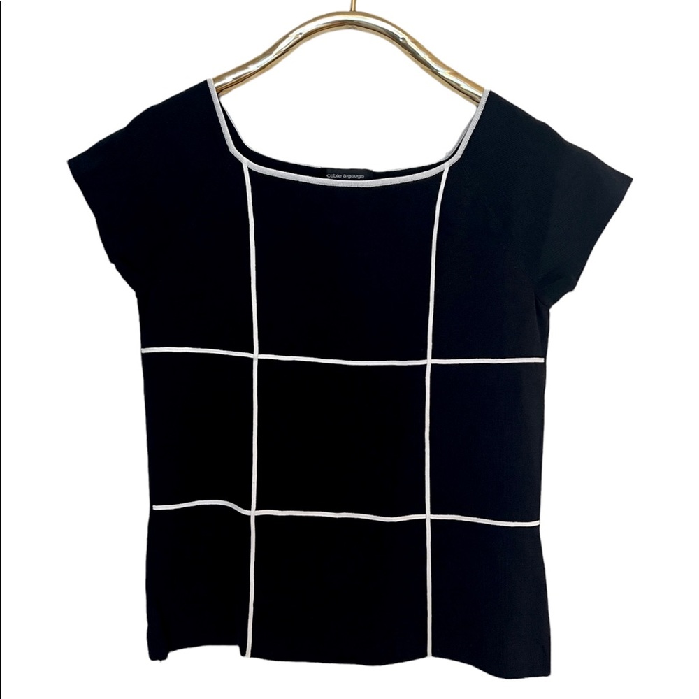 Cable & Guage short sleeve stretchy tee shirt blouse Y2K